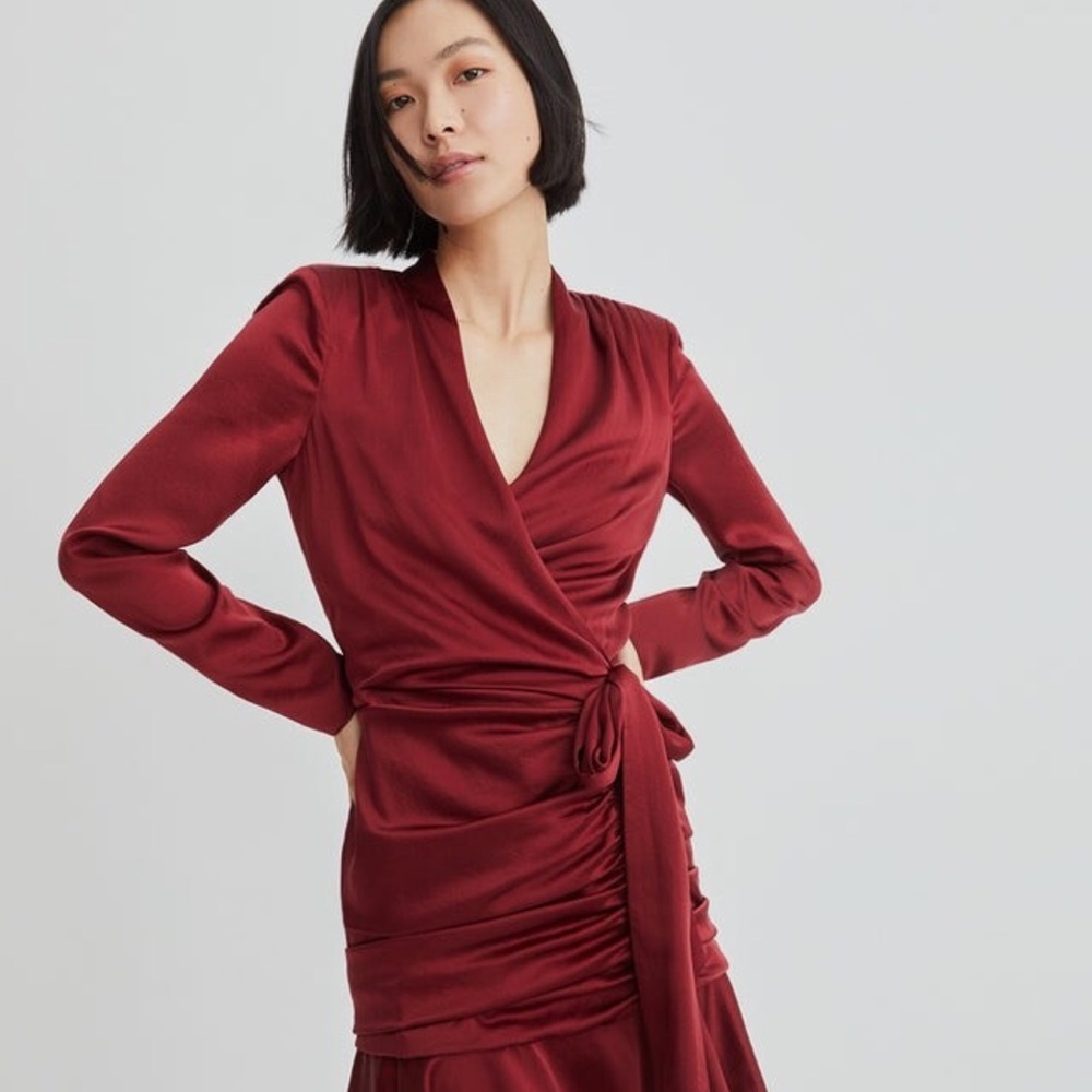 Veronica Beard Deep Red Long Sleeve Dress